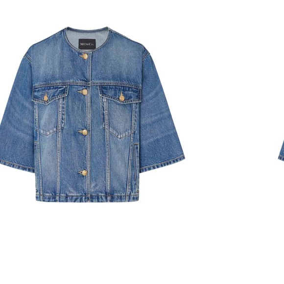 MO&Co. Women's Collarless Denim Jacket - Picture 2 of 7